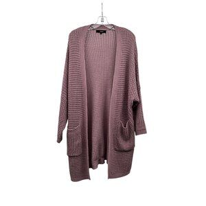 YIBOCK Womens Knit Cardigan Open Front Long Sleeve Mauve Size Large